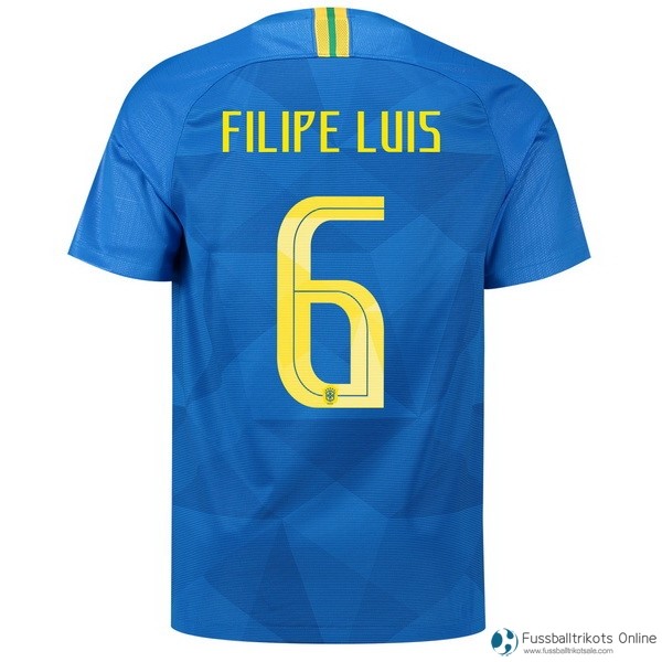 Brasilien Trikot Auswarts Filipe Luis 2018 Blau Fussballtrikots Günstig